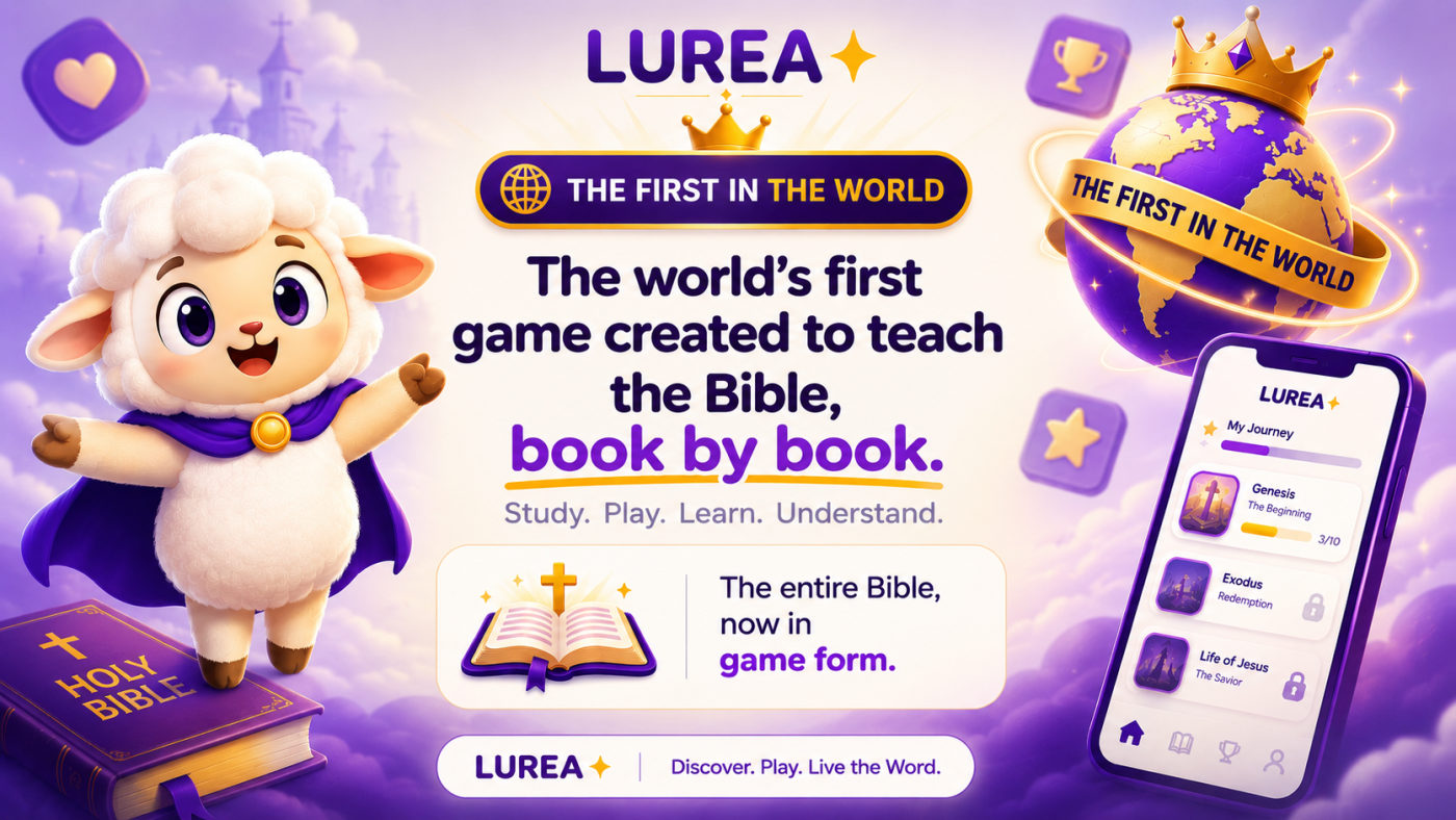 Lurea, the first game created to teach the Bible, book by book. Study, play, learn, understand.