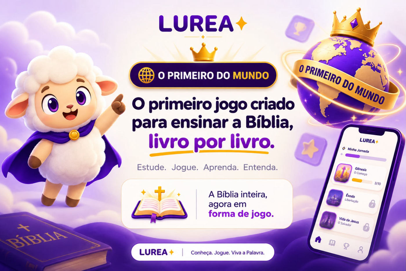 Lurea, o primeiro jogo criado para ensinar a Bíblia, livro por livro. Estude, jogue, aprenda, entenda.