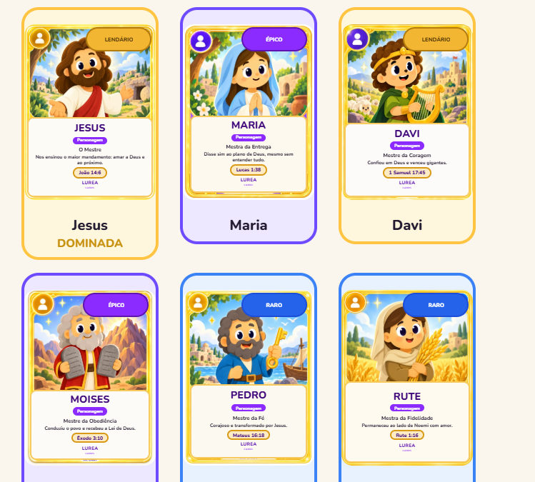 A coleção de cartas, com as dominadas marcadas